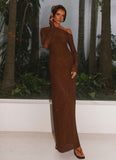 Oriana Sequin Maxi Dress Chocolate