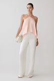 Adelaide Draped Satin Halter Top Peach