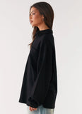 Torrie Oversized Polo Top Black