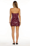 Tether Purple Sequin Strapless Party Mini Dress