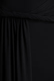 Tulisa Black Asymmetric Neck Maxi Dress With Twist Sleeves And Ruched Detailing