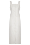 Reyna Denim Midi Dress White