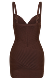 Maison Bandage Knit Mini Dress Chocolate