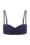 Belle Denim Cropped Bralette Indigo Blue