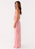 Akira Beaded Maxi Dress Pink Orange