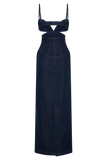 Amila Denim Cupped Maxi Dress Indigo Blue