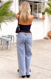 Willabelle Light Wash Denim Bow Hem Low Rise Jeans