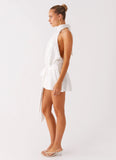 Diablo Backless Mini Dress White