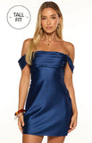 Zoella Tall Fit Navy Off The Shoulder Mini Dress