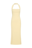 Amelita Suiting Halter Midi Dress Pale Lemon