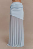 Portia Scuba And Mesh Maxi Skirt Pale Blue