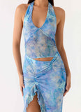 Last Sequence Maxi Dress Aqua Paisley