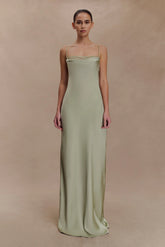 Isadora Lace Satin Maxi Dress Sage
