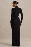 Alula Black High Neck Maxi Dress With Twist Detail