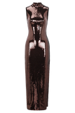 Veronica Sequin Midi Dress Chocolate