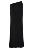 Ainsley Asymmetrical Maxi Skirt With Floral Hardware Black