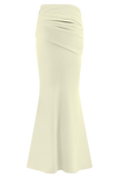 Irene Gathered Knit Maxi Skirt Ivory