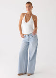 Neo Low Rise Wide Leg Denim Jeans Light Blue Wash
