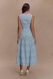 Arla Broderie Midi Skirt Pale Cornflower Blue