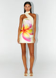 Isa Scarf Satin Mini Dress Frangipani Yellow