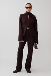 Lara Knit Cardigan With Scarf Chocolate