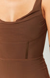 Myah Brown Corset Mesh Maxi Dress