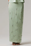 Lena Mint Satin Embellished Maxi Skirt