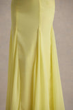 Massie Lemon Chiffon Strappy Maxi Dress With Volume Hem
