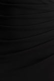 Leah Black Asymmetric Neck Midi Dress With Cape Sleeve