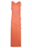 Daria Draped Chiffon Maxi Dress Pastel Nectarine