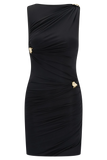Amia Slinky Sleeveless Mini Dress With Hardware Black