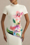 Hessie White Lily Print High Neck Maxi Dress