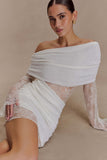 Luxie Lace Knit Mini Dress Ivory