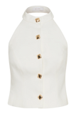 Tiara Halter Neck Suiting Top White