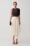 Adrienne One Shoulder Slinky Top Chocolate