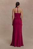 Celina Chiffon Halter Top With Hardware Cherry Red