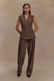 Penelope Suiting Sleeveless Blazer Chocolate