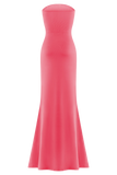 Madison Strapless Slinky Maxi Dress Coral