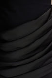 Akari Black Crew Neck Maxi Dress With Satin Skirt