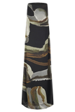 Amaya Strapless Chiffon Maxi Dress Green Fluid Reverie Print