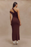 Anastasia One Shoulder Modal Midi Dress Mahogany