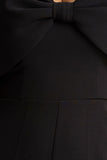Vivid Black Plunge Neck Jumpsuit With Bow Detail