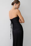 Serena Strapless Taffeta Maxi Dress Black