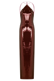 Baldwin Sequin Cut Out Maxi Dress Mahogany