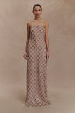 Silvana Chiffon Maxi Dress Snake Check Print Mocha