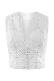Arla Sleeveless Broderie Top White
