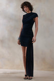 Nocturnal Black Ruched Mini Dress With Sash
