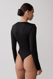 Ren Cowl Long Sleeve Slinky Bodysuit Black