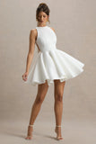 Waverly White Racer Neck Sleeveless Skater Mini Dress