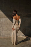 Ingrid Metallic Knit Maxi Dress Bronze